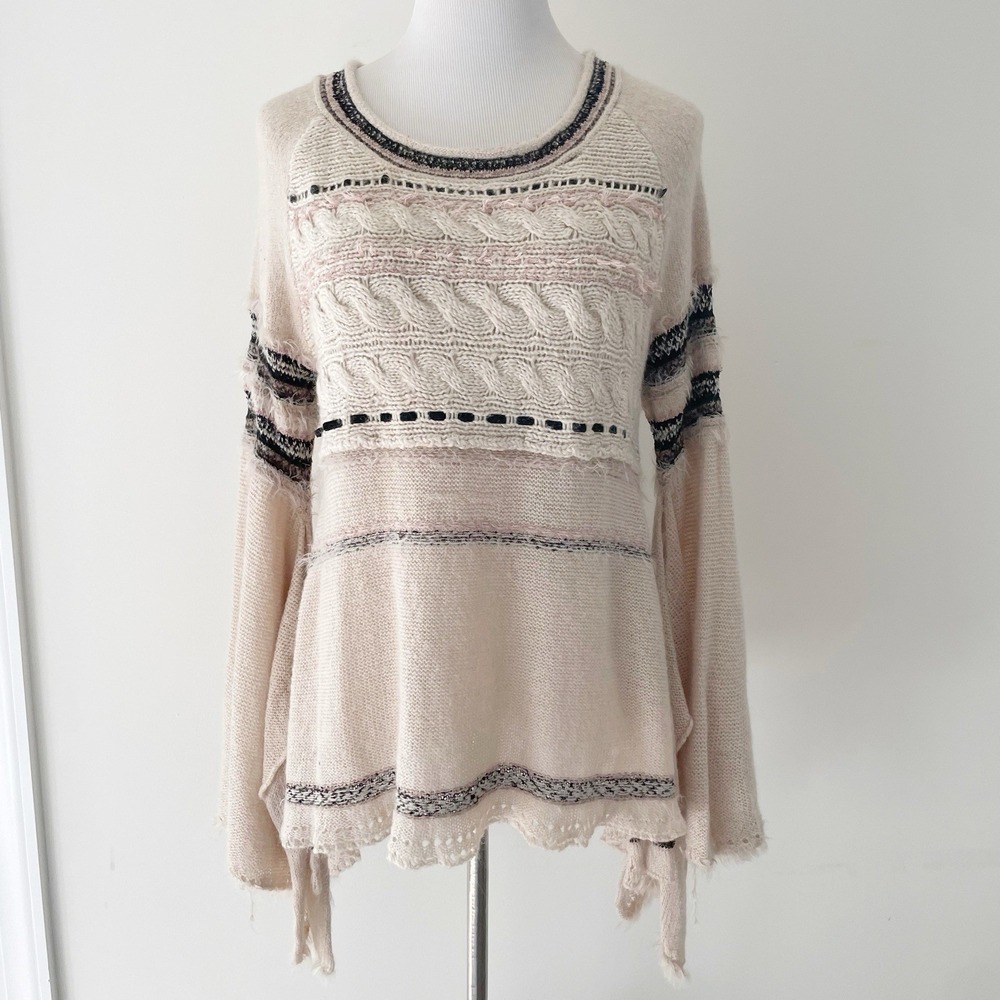 Free People Sweater Womens Small Craft Time Bell Sleeve Wool Mohair Fairy Knit